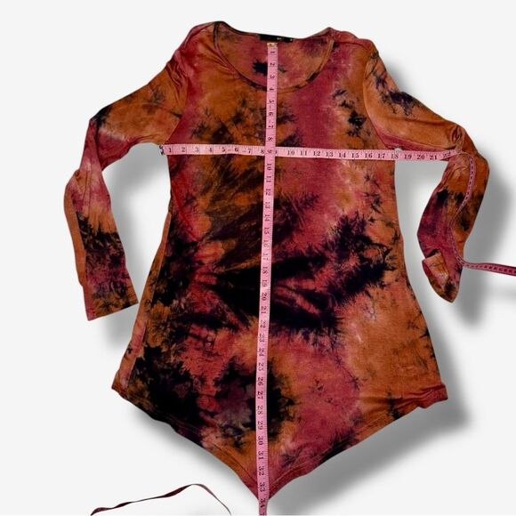 Boho DJT TIE DYE Pink/Orange HANKERCHIEF HEMLINE TUNIC Top Size Medium EUC - Picture 4 of 16